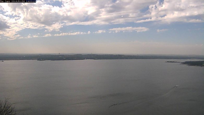Lake Travis webcam, January 8, 2016 1:10 PM CT