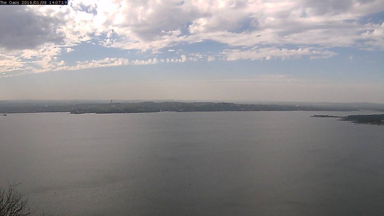 Lake Travis webcam, January 8, 2016 1:15 PM CT