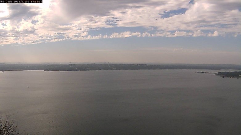 Lake Travis webcam, January 8, 2016 1:20 PM CT