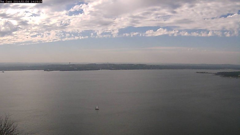 Lake Travis webcam, January 8, 2016 1:25 PM CT