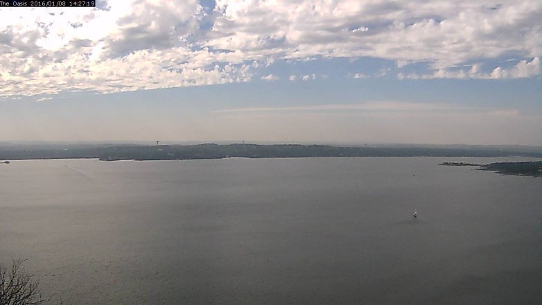 Lake Travis webcam, January 8, 2016 1:35 PM CT