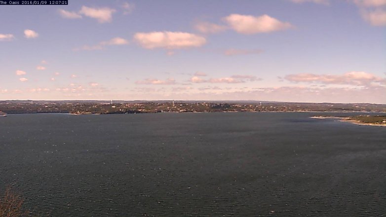 Lake Travis webcam, January 9, 2016 11:15 AM CT