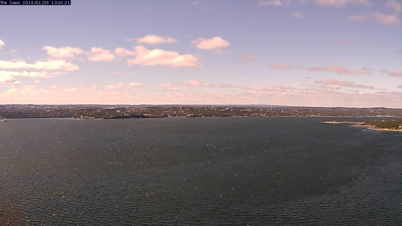 Lake Travis webcam, January 9, 2016 12:10 PM CT
