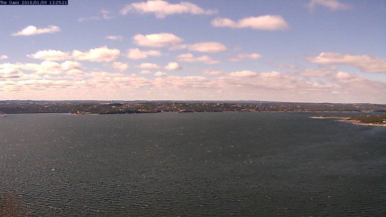Lake Travis webcam, January 9, 2016 12:30 PM CT