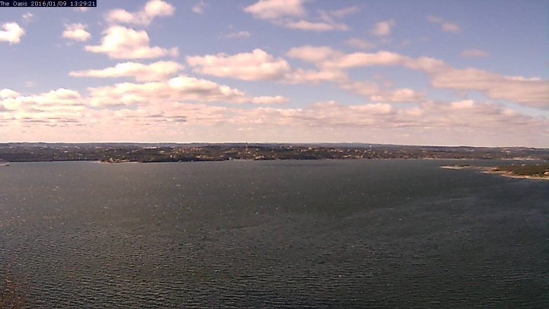 Lake Travis webcam, January 9, 2016 12:35 PM CT
