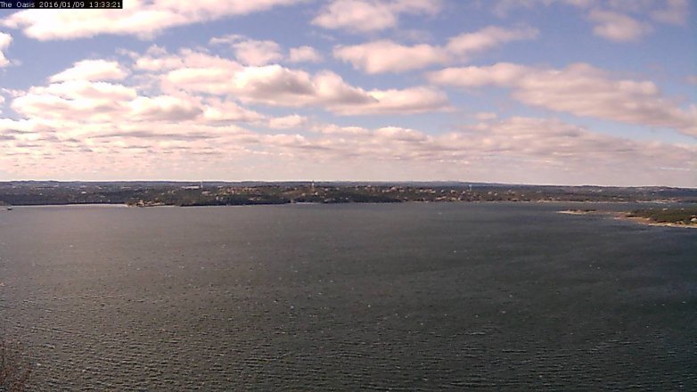 Lake Travis webcam, January 9, 2016 12:40 PM CT