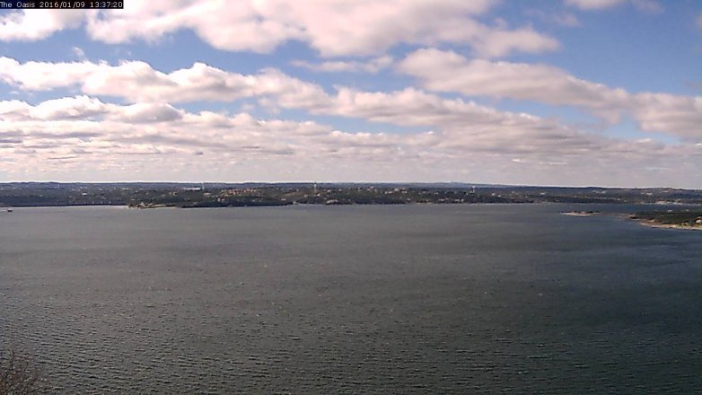 Lake Travis webcam, January 9, 2016 12:45 PM CT
