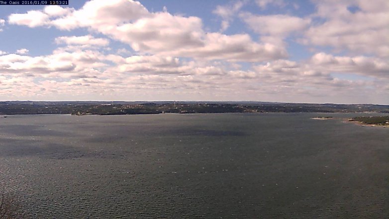 Lake Travis webcam, January 9, 2016 1:00 PM CT