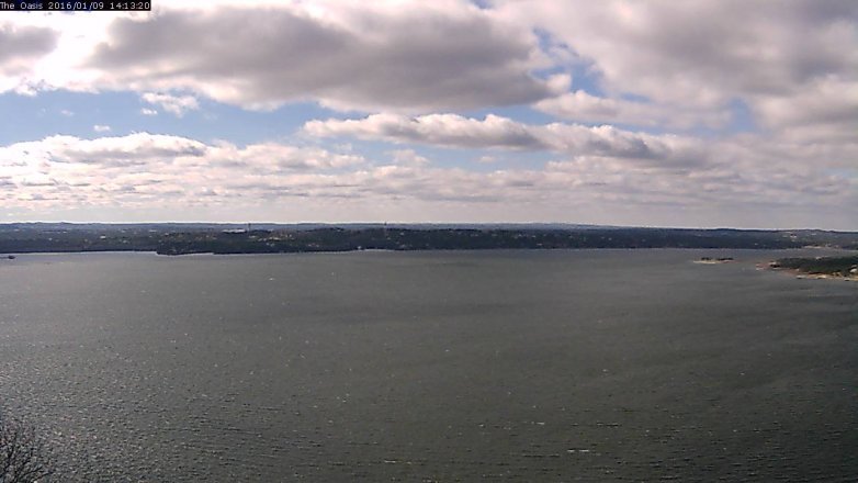 Lake Travis webcam, January 9, 2016 1:20 PM CT