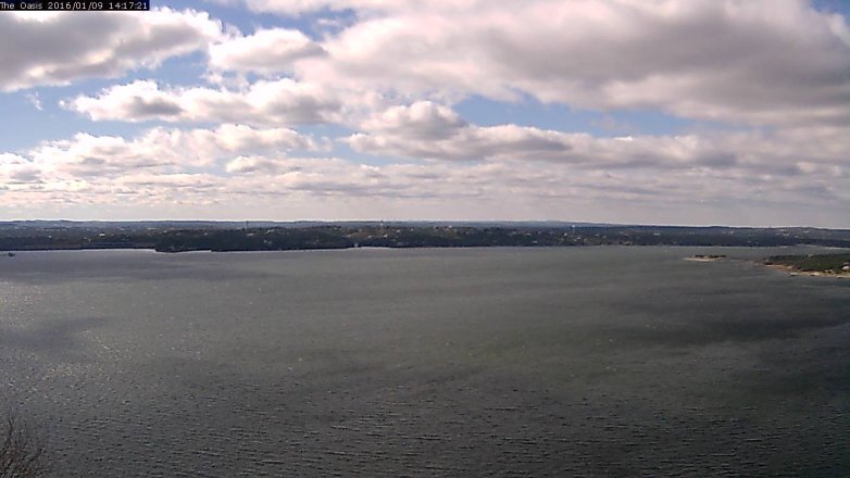 Lake Travis webcam, January 9, 2016 1:25 PM CT