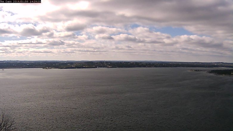 Lake Travis webcam, January 9, 2016 1:35 PM CT