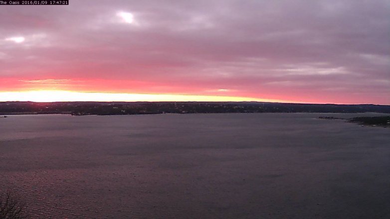 Lake Travis webcam, January 9, 2016 4:55 PM CT