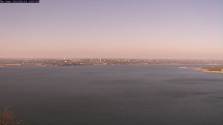 Lake Travis webcam, January 10, 2016 9:15 AM CT