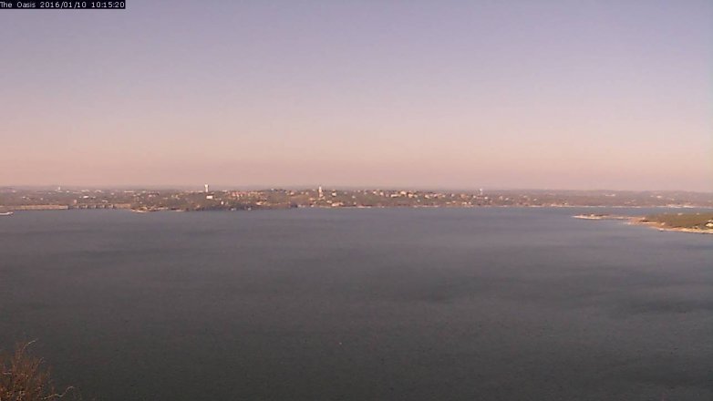 Lake Travis webcam, January 10, 2016 9:20 AM CT