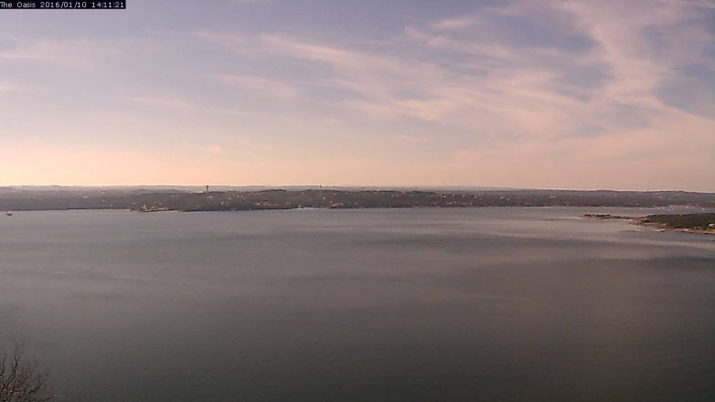 Lake Travis webcam, January 10, 2016 1:20 PM CT