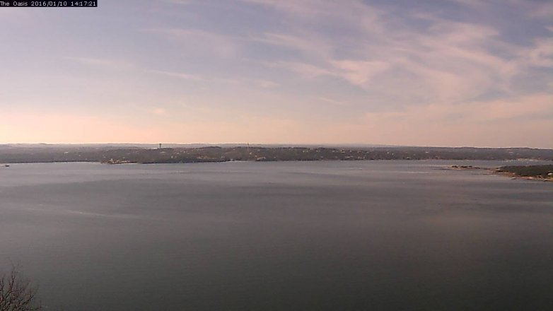 Lake Travis webcam, January 10, 2016 1:25 PM CT