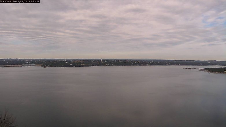 Lake Travis webcam, January 11, 2016 9:30 AM CT
