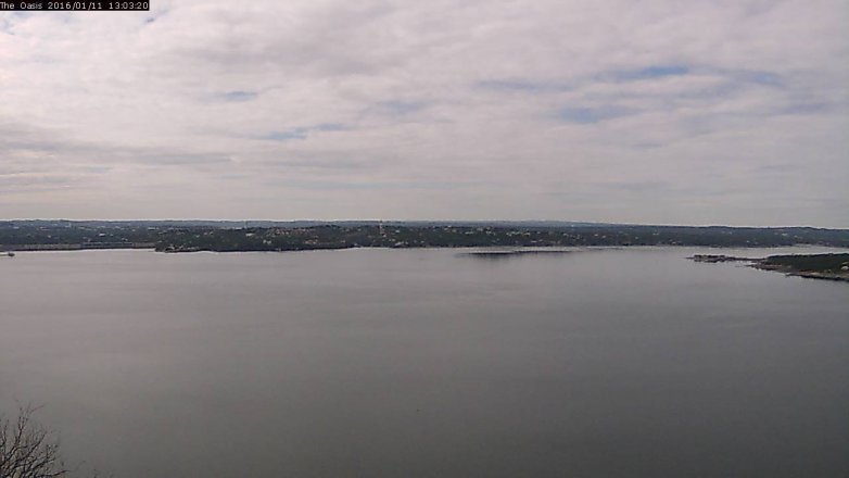 Lake Travis webcam, January 11, 2016 12:10 PM CT