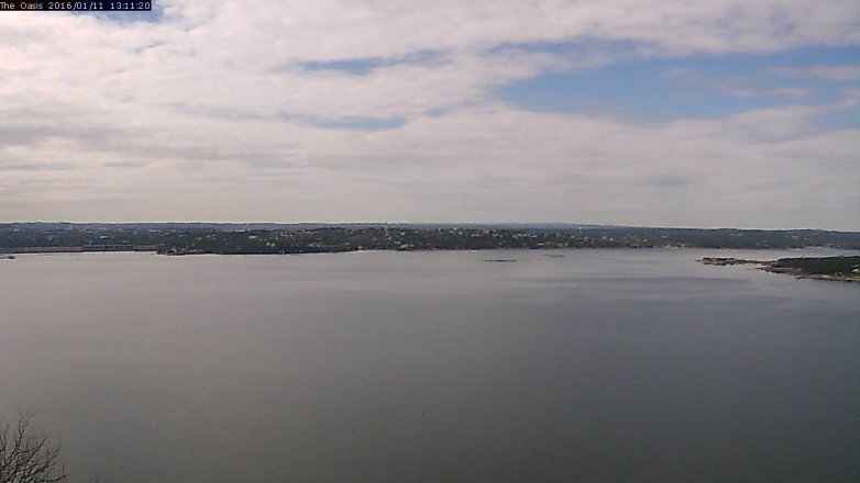 Lake Travis webcam, January 11, 2016 12:20 PM CT