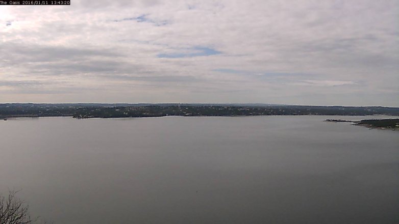 Lake Travis webcam, January 11, 2016 12:50 PM CT