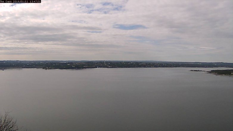 Lake Travis webcam, January 11, 2016 12:55 PM CT