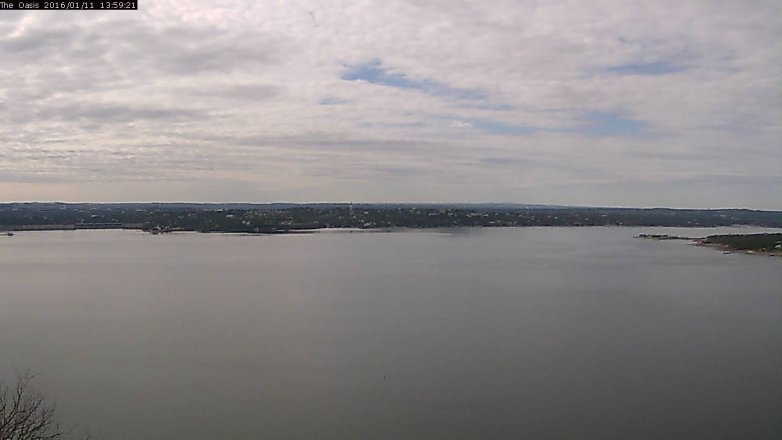 Lake Travis webcam, January 11, 2016 1:05 PM CT