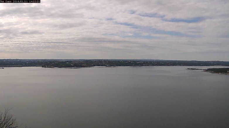 Lake Travis webcam, January 11, 2016 1:10 PM CT