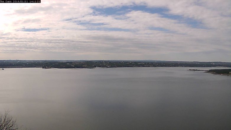 Lake Travis webcam, January 11, 2016 1:15 PM CT
