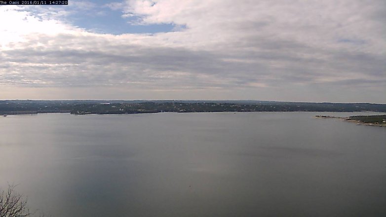 Lake Travis webcam, January 11, 2016 1:35 PM CT