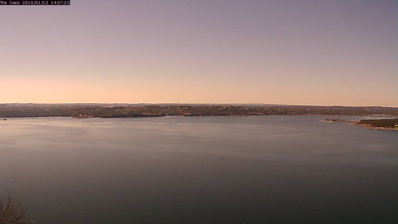 Lake Travis webcam, January 12, 2016 1:15 PM CT