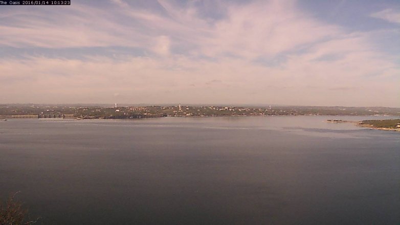 Lake Travis webcam, January 14, 2016 9:20 AM CT