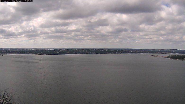 Lake Travis webcam, January 14, 2016 12:40 PM CT