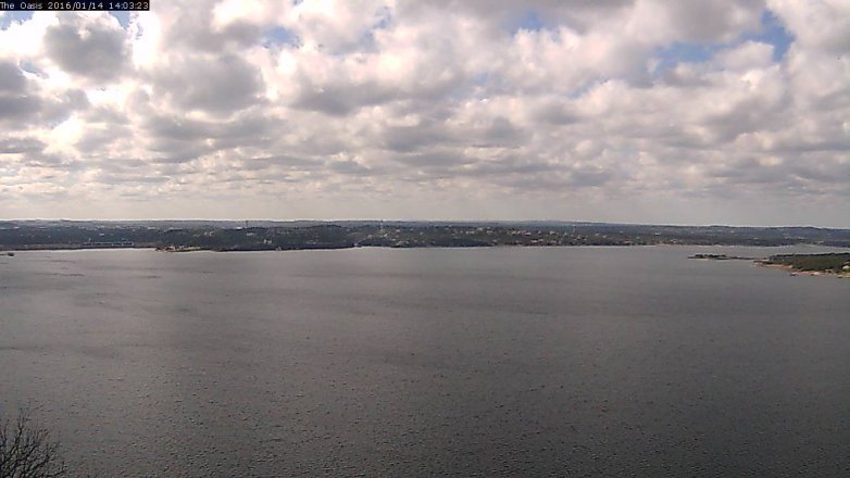 Lake Travis webcam, January 14, 2016 1:10 PM CT