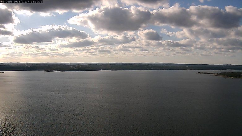 Lake Travis webcam, January 14, 2016 3:25 PM CT