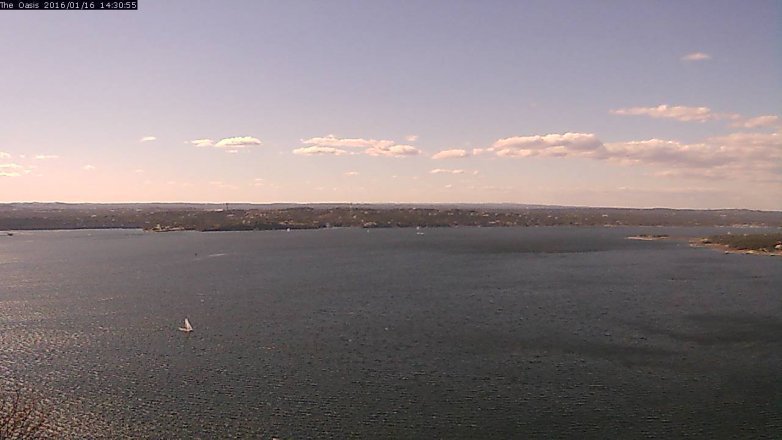 Lake Travis webcam, January 16, 2016 1:35 PM CT