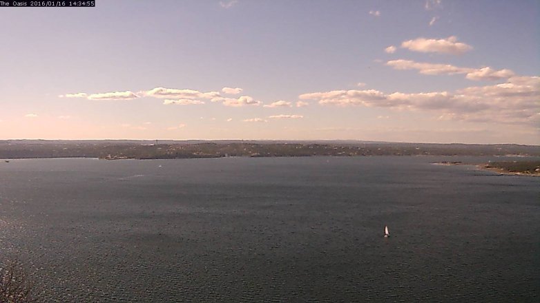 Lake Travis webcam, January 16, 2016 1:40 PM CT