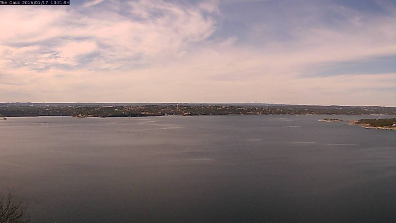 Lake Travis webcam, January 17, 2016 12:30 PM CT