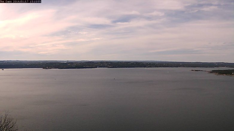 Lake Travis webcam, January 17, 2016 2:15 PM CT