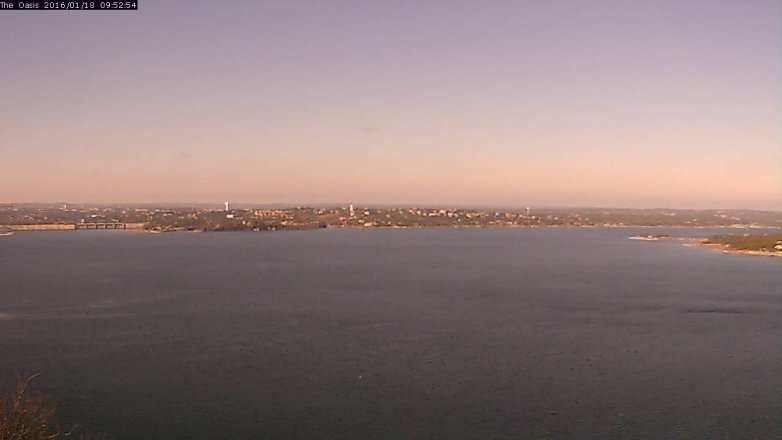 Lake Travis webcam, January 18, 2016 9:00 AM CT