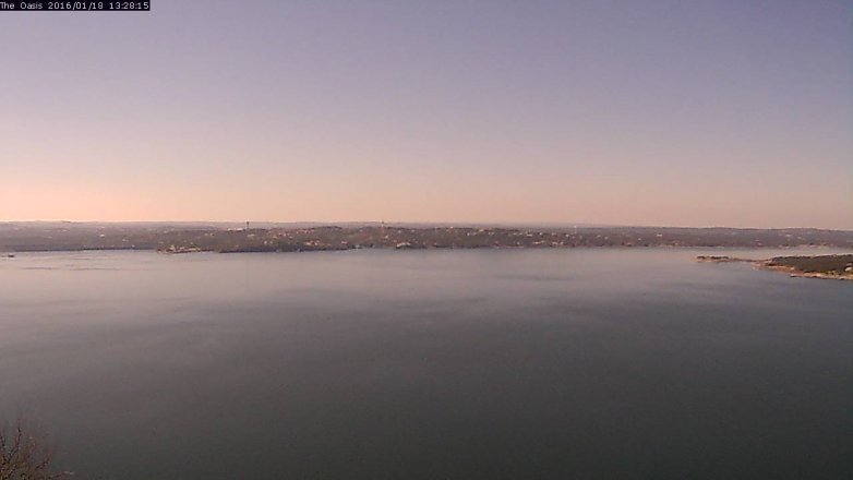 Lake Travis webcam, January 18, 2016 12:35 PM CT