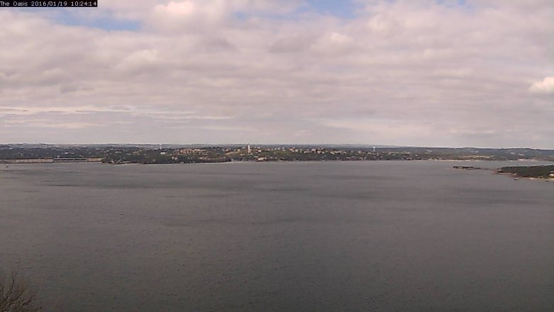 Lake Travis webcam, January 19, 2016 9:30 AM CT