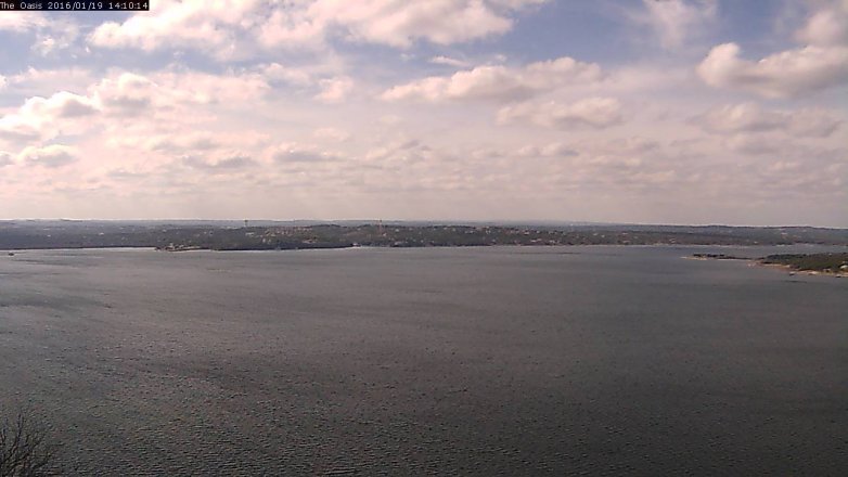 Lake Travis webcam, January 19, 2016 1:15 PM CT