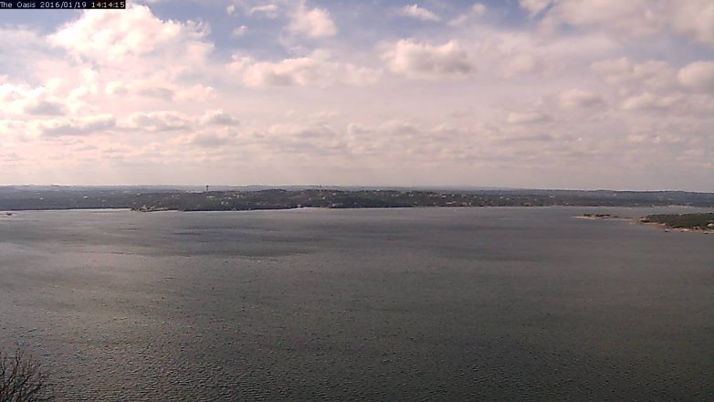 Lake Travis webcam, January 19, 2016 1:20 PM CT