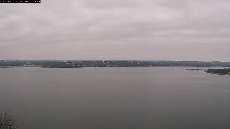 Lake Travis webcam, January 20, 2016 9:30 AM CT