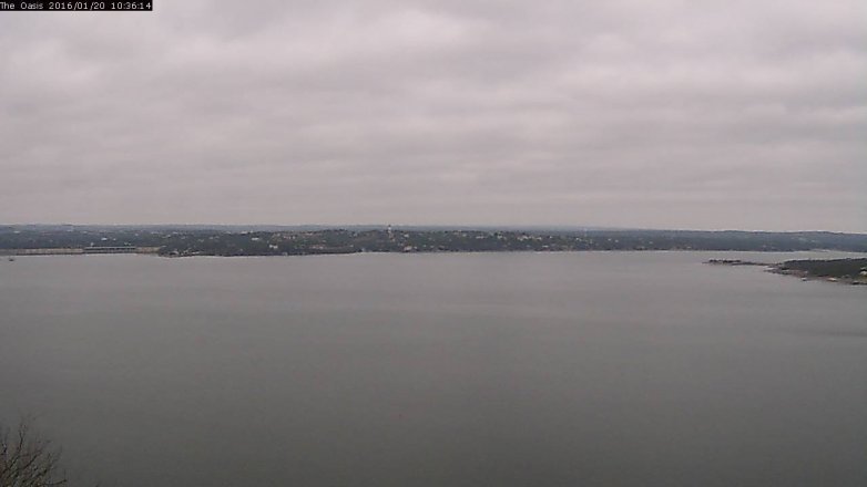 Lake Travis webcam, January 20, 2016 9:40 AM CT