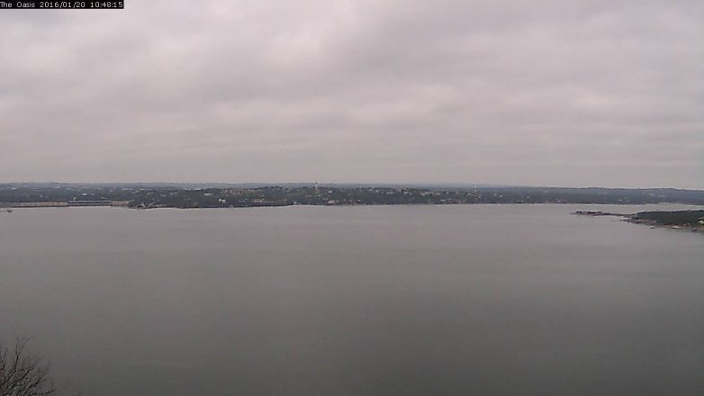 Lake Travis webcam, January 20, 2016 9:55 AM CT