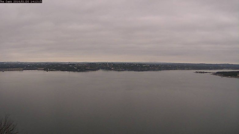 Lake Travis webcam, January 20, 2016 1:20 PM CT