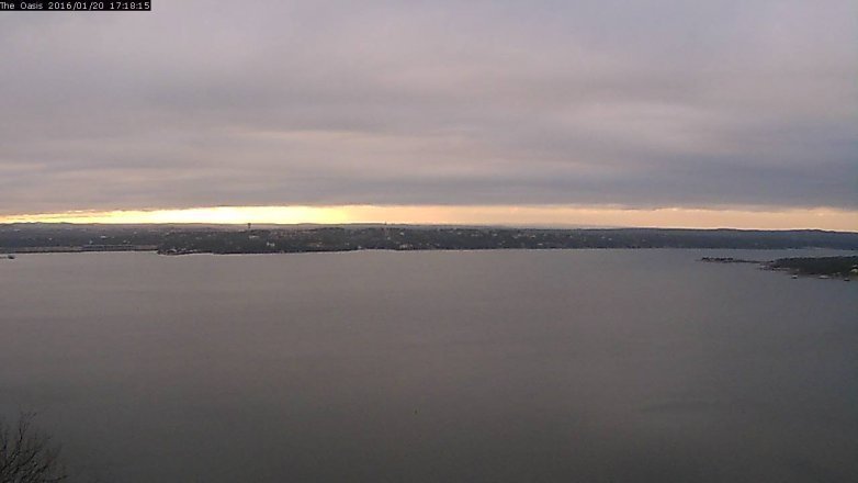 Lake Travis webcam, January 20, 2016 4:25 PM CT
