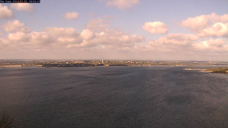 Lake Travis webcam, January 21, 2016 9:00 AM CT