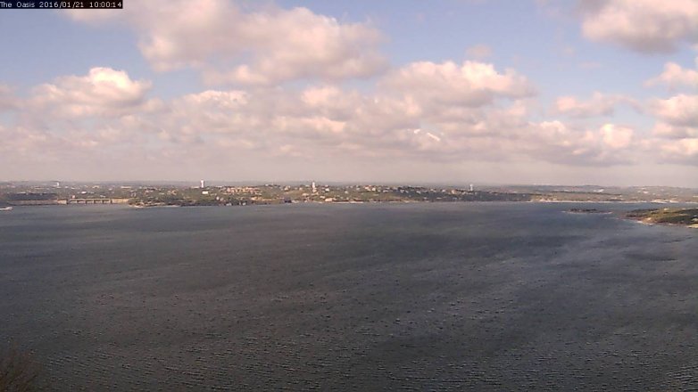 Lake Travis webcam, January 21, 2016 9:05 AM CT